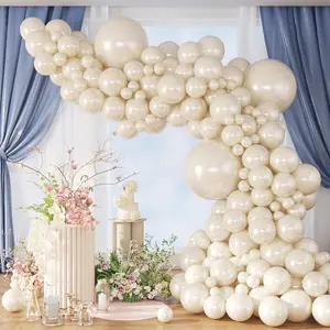 Pearl White Balloons, Double Stuffed White Balloons Different Sizes 5/10/12/18 Inch Pearl Balloon Arch Garland Kit For Wedding Engagement Bridal Baby Shower Birthday Party Decorations