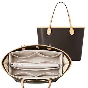 KALIDI Waterproof Tote Bag Organizer Insert, Premium Kraft Paper Purse Liner with Multi Pockets, Large Pro Black for Handbag