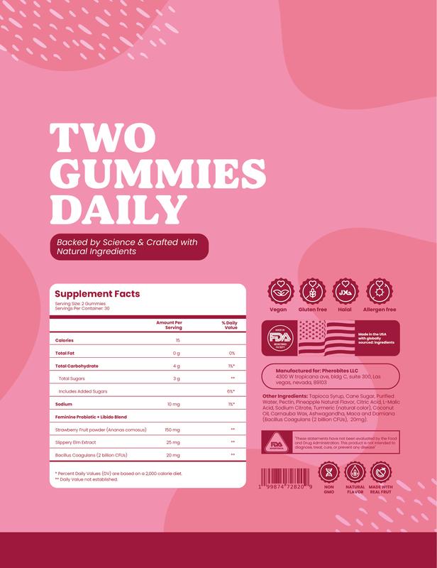 Desire Gummies - Feminine Probiotics+Moisture Blend 60 Gummies for PH Balance Odor Control and Flora Support
