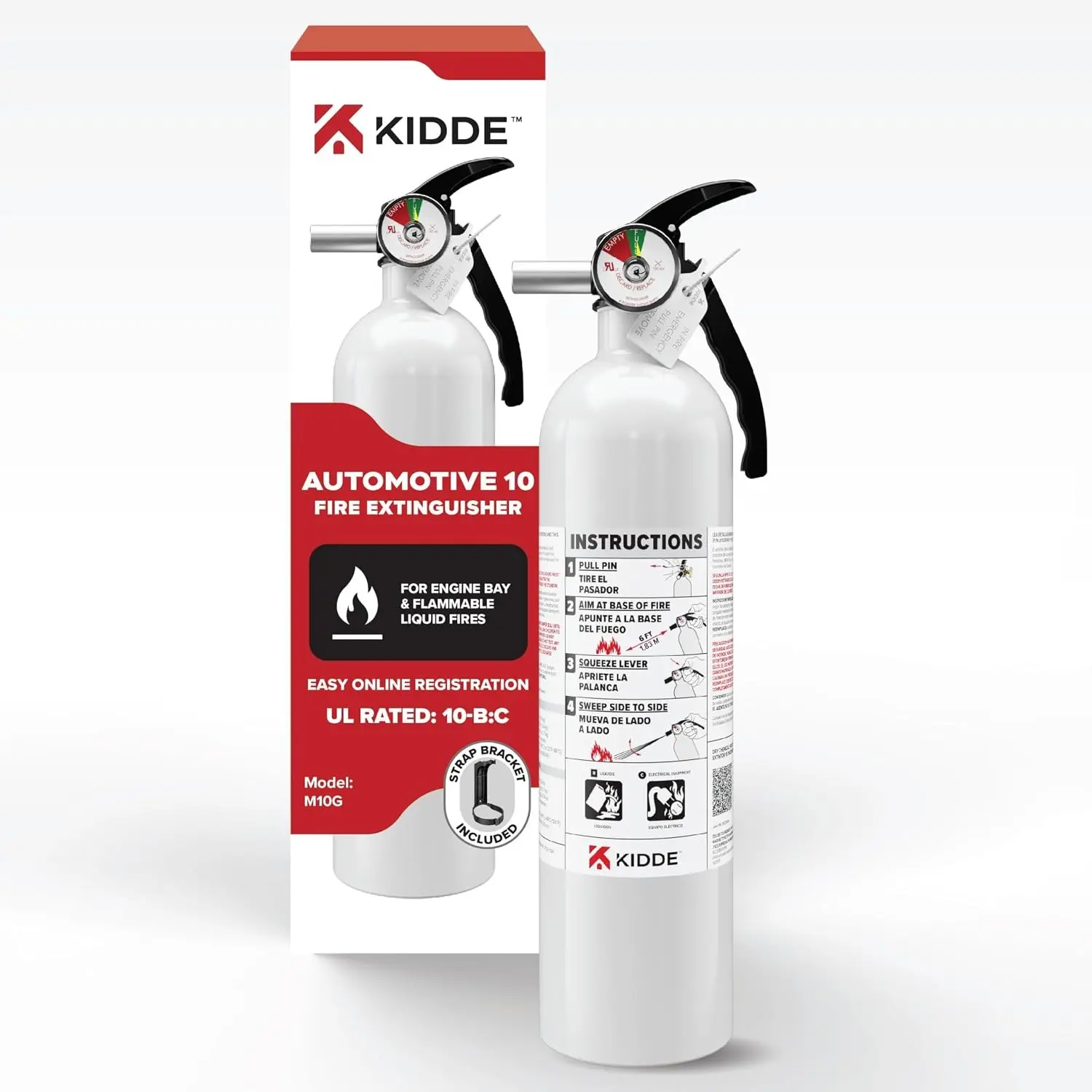 Kidde Auto 10 Fire Extinguisher for Cars and Trucks, 10-B:C, M10G | Motor Vehicle Extinguisher for Small Flammable Liquids/Gases and Electrical Fires, 2.9 lb. Dry Chemical Gift