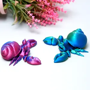 3D printed hermit crab model toys, flexible joint animal doll statues, home and office desk decorations, holiday surprise gifts Ornaments