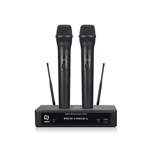 LMBGM F2 Dual Wireless Karaoke Microphone Set, 30M Range, Plug & Play, Anti-Howling, for Party, Meeting, Teaching and Home Karaoke