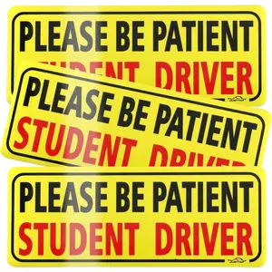 3pcs Magnet for Student Driver, Please Be Patient, New Drivers Sticker Safety Warning, Magnetic Reflective Rookie Driver Bumper Sticker (Black&Red)