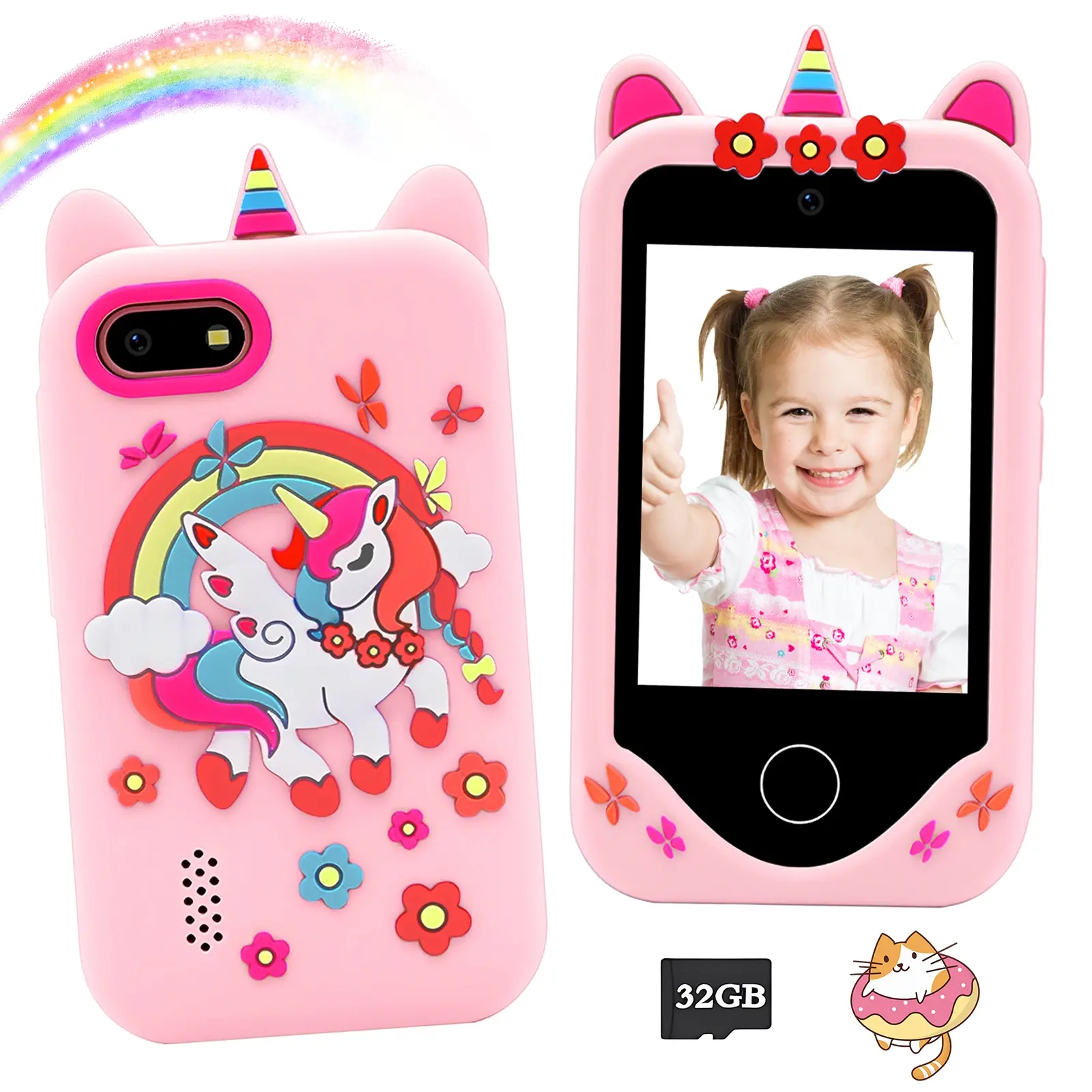 Kids' Smartphone for Boys & Girls, Portable 2.8-Inch Touchscreen, Dual Cameras, Learning Apps, Learning Tool, Music Player, Games, 32GB Memory Card Included