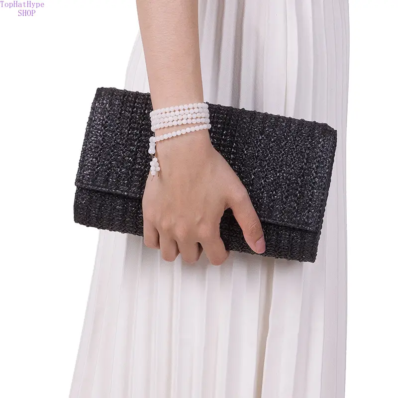 Women's 2026 Summer New Handmade Craft Straw/Bamboo Woven Mini Square Clutch - Breathable, Lightweight Crossbody/Shoulder Bag with Strap for Vacation, Beach Trips, Woven Texture