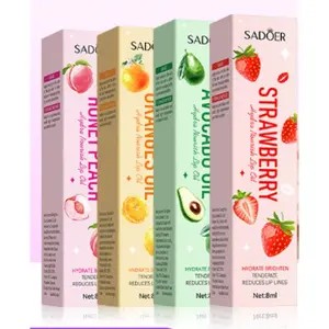 4-Color Fruit Lip Oil for Dates | Peach/Orange/Strawberry/Avocado Gloss for No-Makeup Look