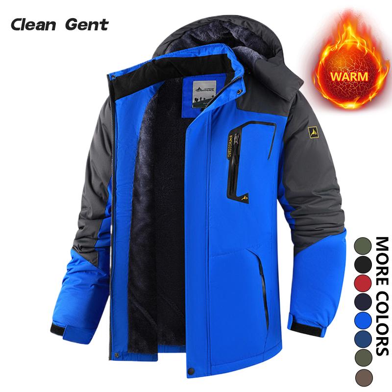 Men's Warm Fleece Outdoor Mountain Hooded Winter Jacket Windproof & Warm Fleece Lined Regular Fit Casual Long Sleeve Front Zipper Coat with Pockets Suitable for Autumn and Winter
