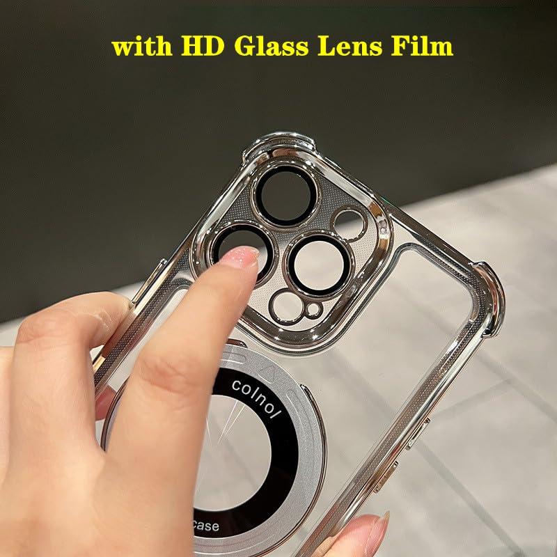 Protective Four comners Plated Clear Bracket Phone case for iPhone 16 15 14 13 12 Pro Max 16 15 Plus Cover with Kickstand   Protector Shockproof Cover protector  de camara