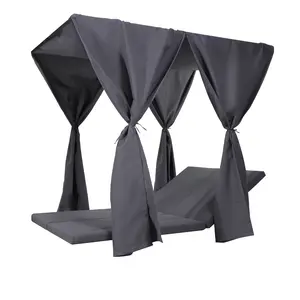 Donext Kenzie Outdoor Daybed Cushion & Canopy Set Water Resistant Patio Furniture Cushions with Curtains Thick Lounge Bed Frame for Sectional Sofas Daybeds All Weather Performance Privacy Shade Solution