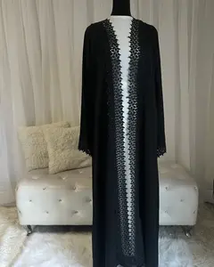 Manal open Abaya with Lace