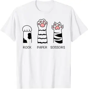 Funny Cat - Rock Paper Scissors Hand Game Cute Cats Paw T-Shirt