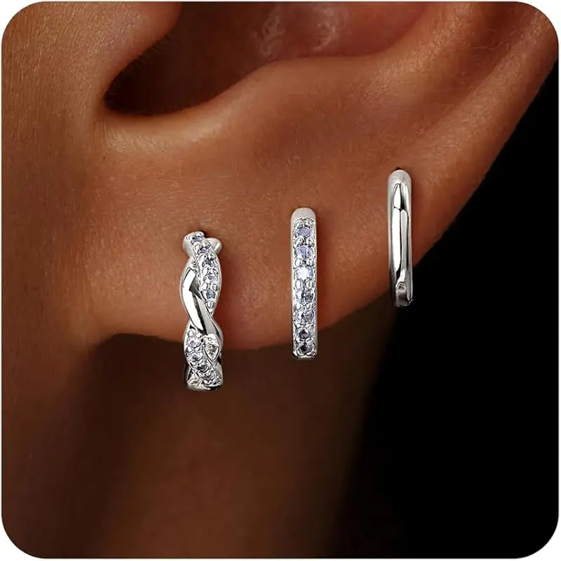 Silver-12 December Blue topaz Hoop