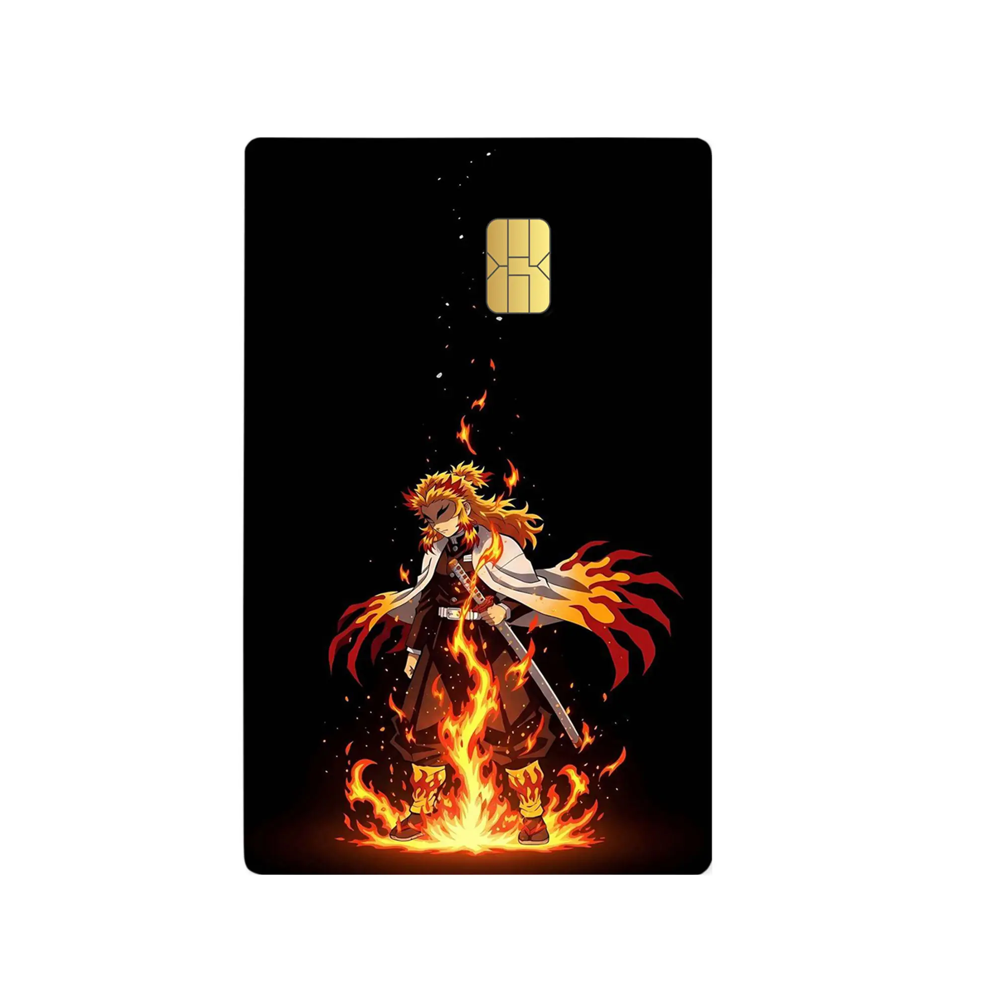 Demon Slayer Anime Credit Card Skin, Rengoku Vinyl Debit Card Sticker, Waterproof Scratch-Resistant Decal for Cards