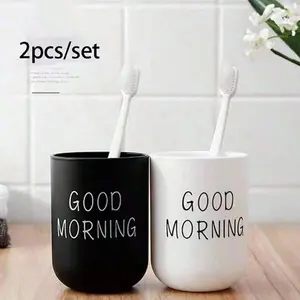 2pcs Portable Washing Mouth Cups, Tumblers, Plastic Toothbrush Holder, Bathroom Accessories, Home Hotel Storage Cups, Durable Design