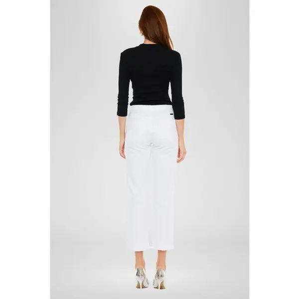 KANKAN WHITE CROPPED STRAIGHT JEANS
