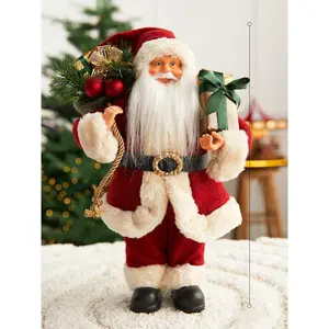 Christmas Scene Decoration Hotel Window Desktop Ornament Santa Claus Doll Display Toy, Festive Holiday Decorations, Home and Store Accent