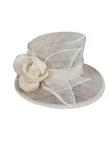 French Vintage Lace Hat, Handmade with 3 Flower Buds and 6 Leaf Accents, Perfect for Weddings, Banquets, Churches, Formal Events