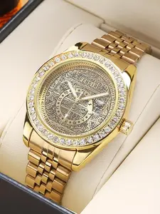 Vintage Rhinestone Business Watch for Men: Stylish Timepiece for Everyday Wear and Special Occasions