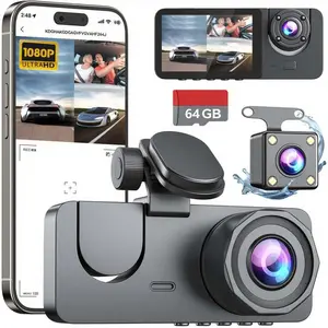 Full HD 1080P Dual Camera Dash Cam with IR Night Vision G-Sensor 2" IPS Screen Loop Recording