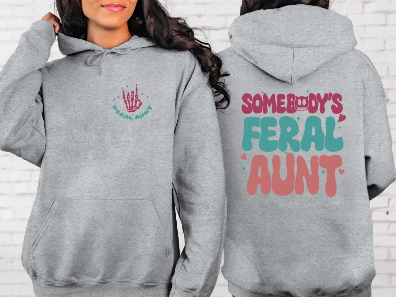 Somebody's Feral Aunt Hoodie, Funny Aunt Graphic Pullover, Cool Auntie Sweatshirt, Birthday Gift for Aunt, Best Aunt Ever Hoodie