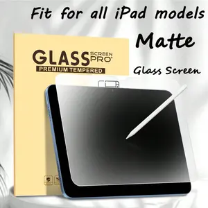 Matte Tempered Glass Screen Protector for iPad 11th/10th/9th/8th/7th/6th/5th Air Pro Mini, Scratch Resistant, Ultra Clear, Anti-Glare, Apple Pencil Compatible, Sensitive Touch for Office and Drawing