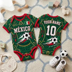 Personalized M.exi.co Baby Bodysuit, Custom Name & Number Baby Jersey
