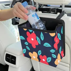 Car Trash Can with Pocket Foldable Car Trash Bin with 60 Trash Bags Car Trash Bin Seat Back Hanging Trash Bin Storage Container Suitable for SUV Truck Car