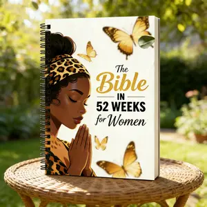 Advanced Spiral Bound Bible Study Handbook, 52 Week Reading Plan for Women, Durable Coils, Beautiful Cover Design, Leopard Print & Butterfly Patterns, Guided Journal