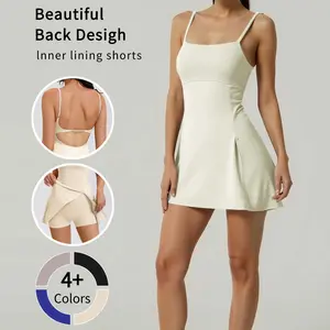 Women's Minimalist Above-Knee Activewear Bodysuit - Sleeveless, Adjustable Straps, Built-In Bra, Full Coverage, Breathable Fabric - Ideal for Tennis, Gym Training