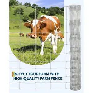 12 Gauge Heavy Duty Galvanized Steel Livestock Fence – 4Ft x 164Ft Outdoor Wire Mesh – Strong, Rust Resistant, Easy to Install – Protects Cattle, Horse, Goat, Sheep, Pig, Deer, Garden