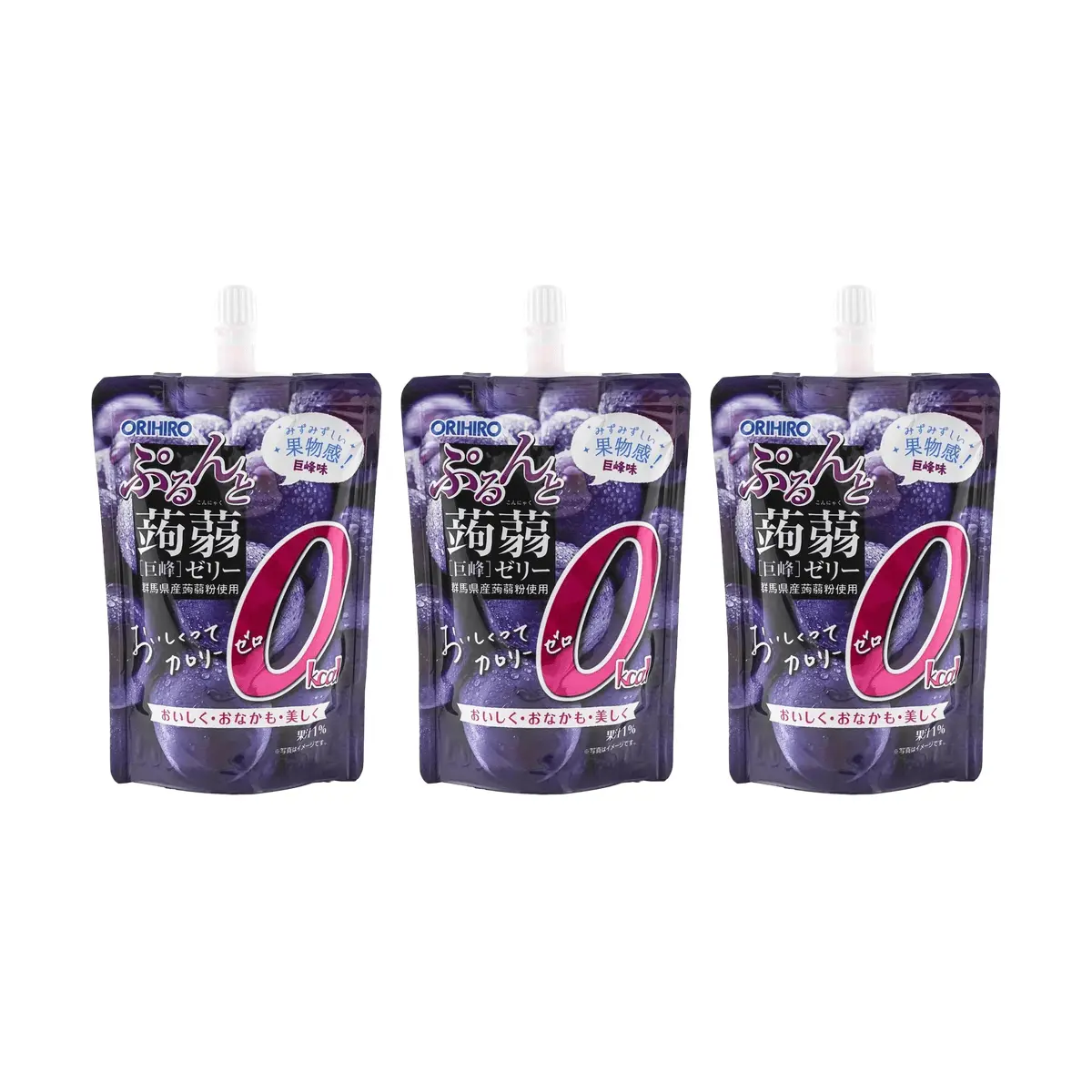 ORIHIRO Konjac Jelly Drink - Zero Calorie Grape Flavor - 3 Pack Value Bundle