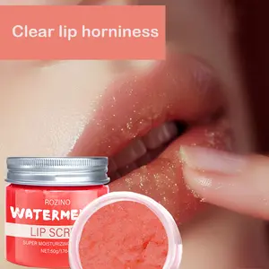 Rozino Watermelon Lip Scrub for Women - Dry Cracked & Dark Lips Exfoliator & Moisturizer - 50g Super Moisturizing Pink Lips Formula Organic Daily