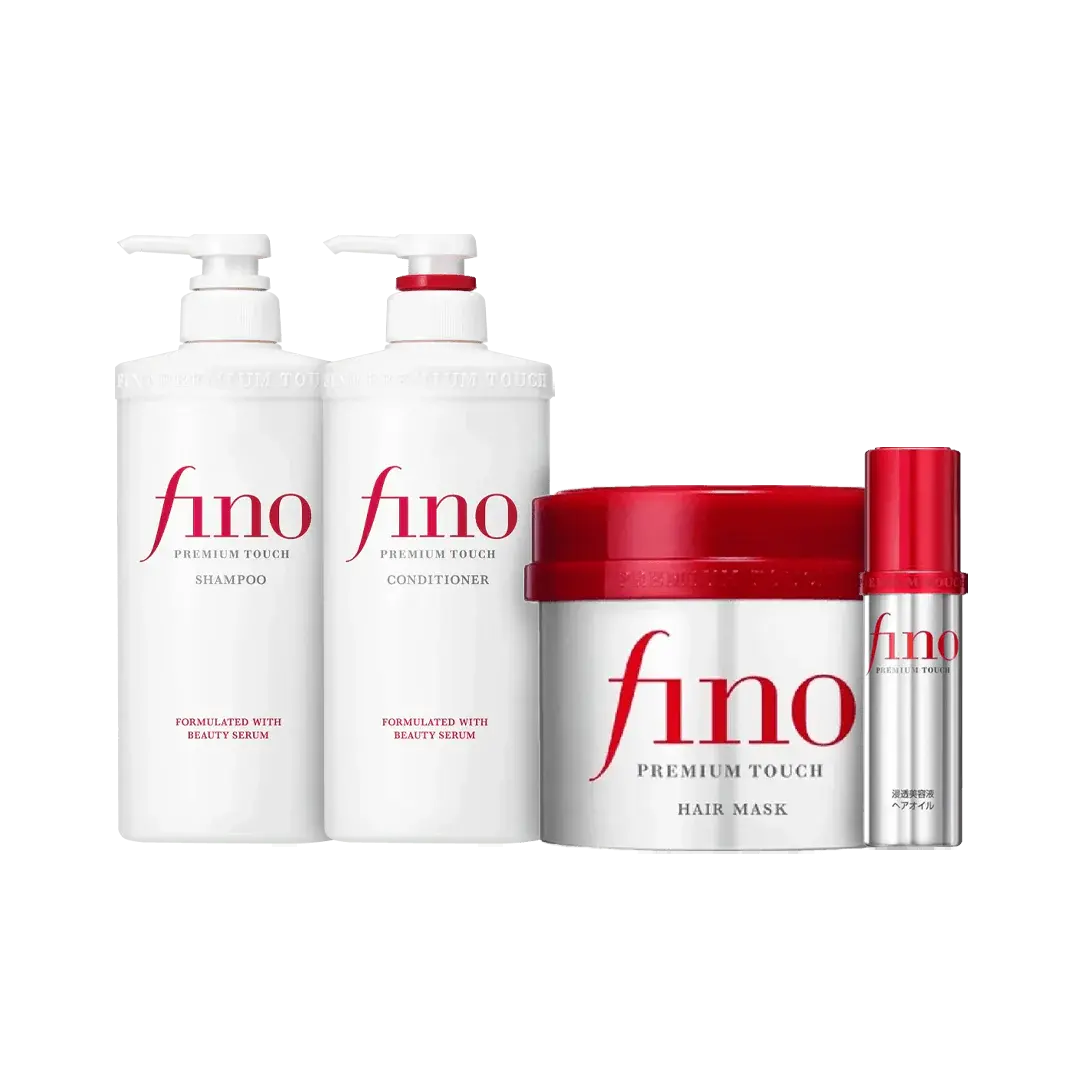 Fino Premium Touch Hair Care Bundle - Includes Shampoo Conditioner Hair Mask & Oil Set with Beauty Serum Formulation