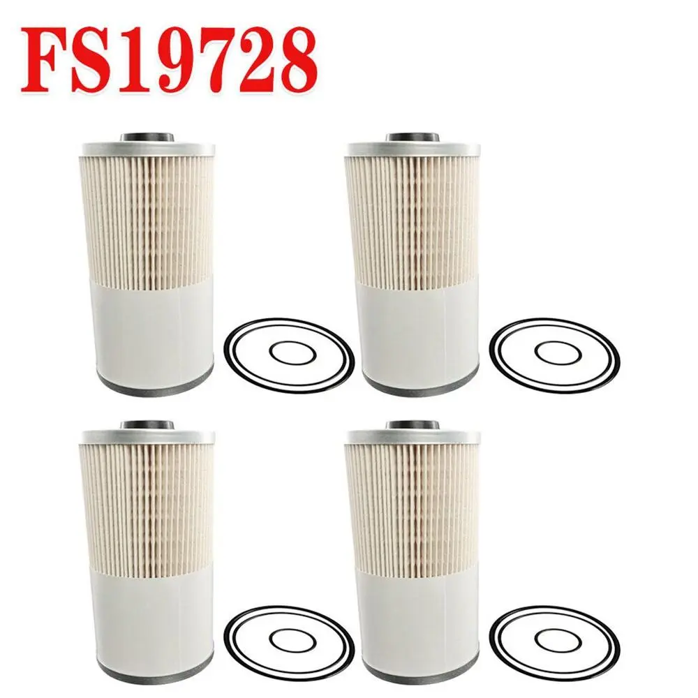 4Pcs Fuel Water Separator Filter Kit Set - FS19728 for Cummins ISX ISM Engines, Automotive Engine Fuel Filtration Component with Contaminant Removal