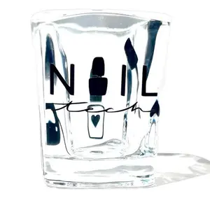 Nail Tech 2 Ounce Shot Glass with Three Side Design Clear Glass Drinkware Featuring Nail Polish Bottle Graphic
