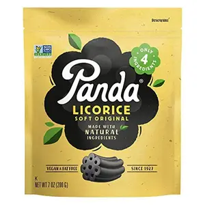 Panda ® | Natural Soft Original Licorice | Pure Panda Black Licorice Candy Made with Only 4 Natural Ingredients | Non-GMO Project verified | Vegan & Fat Free | 200 G - 7 OZ x 4 – Resealable Bags Pack