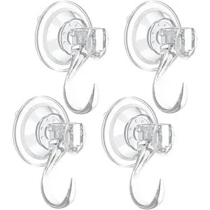4 Pack Large Clear Removable Heavy-Duty Suction Cup Wreath Hanger Holder for Window Glass Door Halloween Christmas Decorations