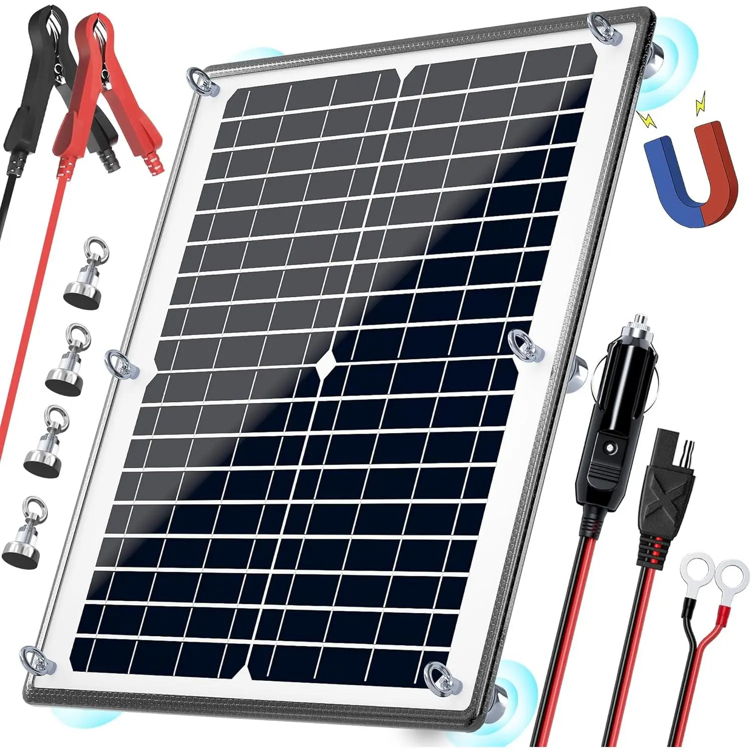 Solar Panel Kit 12V 20W  + MPPT Charge Controller  Solar  Charger Maintainer Solar Trickle Charger  Clip for  Boat RV  Marine, etc.