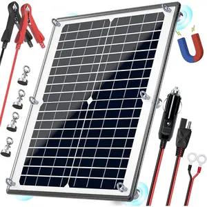 Solar Panel Kit 12V 20W  + MPPT Charge Controller  Solar  Charger Maintainer Solar Trickle Charger  Clip for  Boat RV  Marine, etc.