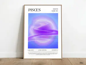 PISCES Zodiac Sign Star Wall Decor Groovy/Vibrant/Trendy Boho Chic Print Modern Poster Gradient Wall Art
