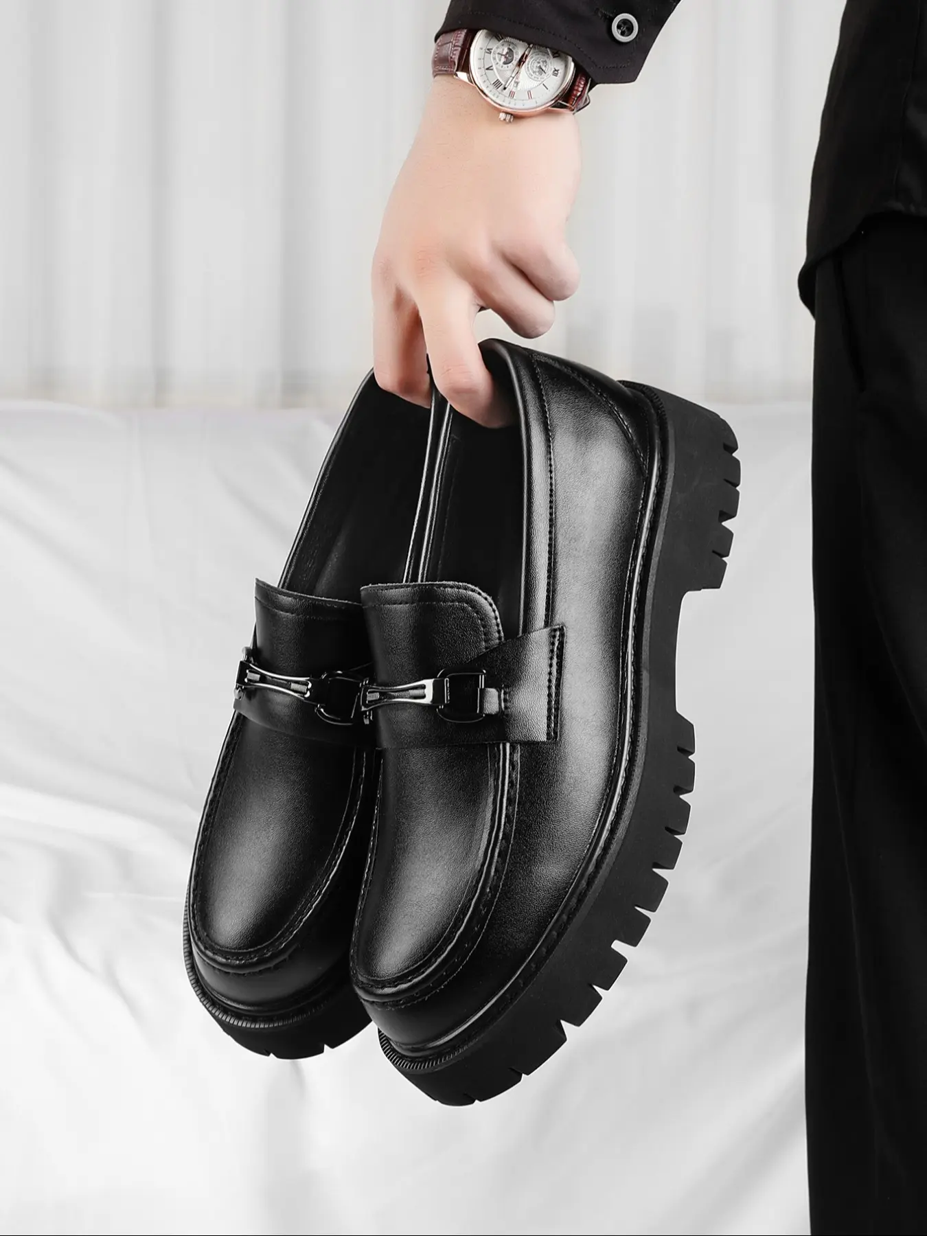Men's Loafers Slip On Shoe PU Classic Thick Sole Comfortable Fashion Business Commute Formal Shoes, Stylish Men's Footwear for Daily Wear Work Shoes, Business Casual Shoes, Business Style Loafers