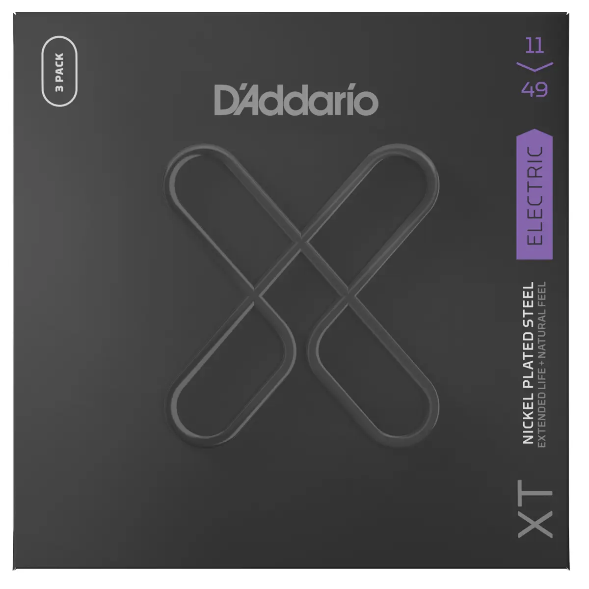 D'Addario XTE1149 XT Nickel Wound Electric Guitar String Set, Medium, 11-49 Gauge, 3-Pack