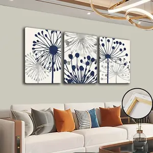 Minimalist Dandelion Theme Triptych Wall Art, Framed Spray Painting, Home Decor, Soft Furnishing Decoration, Modern Style