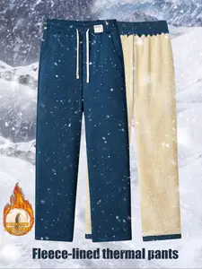 Women's Winter Sports Pants, Thickened Velvet Warm Outdoor Hiking Trousers, Elastic Waist Straight Leg Fleece Lined Joggers