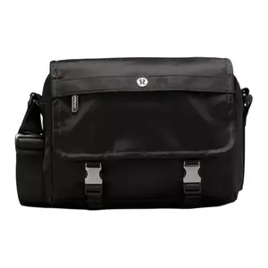 Lululemon Wunderlust 6.5L Logo Messenger Bag with Adjustable Strap and Multiple Pockets in Nylon for Men and Women in Black