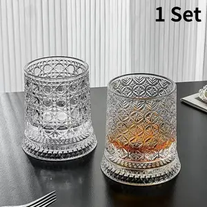 360° Rotating Whiskey Glass, Whiskey Tumbler, Carved Crystal Wine Cup, Stress Relief Drinkware, Ideal Gift for Friends and Family