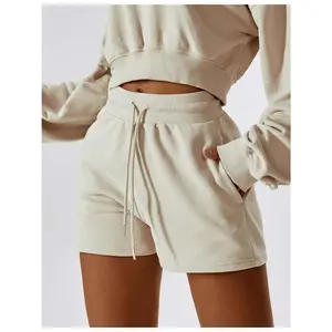 Drawstring Smocked Waist Sports Shorts
