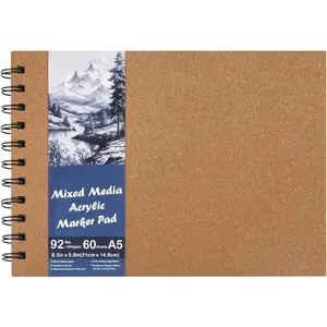 5.8x8.3in Sketch Book, 60Sheets Spiral Bound Notebooks, Bright White 92lbs/150gsm Acid-Free Drawing Paper for Painting,Sketching, Professional Sketch Pad for Artists, Beginners. BW-Orange Yellow
