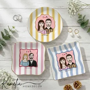 Custom Engagement Ring Dish, Personalized Proposal Portrait Ring Dish, Engaged Jewelry Tray, Trinket Tray for Couples, Engagement Gift