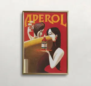 Aperol Inspired Poster, Vintage Dancing Couple Wall Art, Retro Bar Decor, Digital Download Print